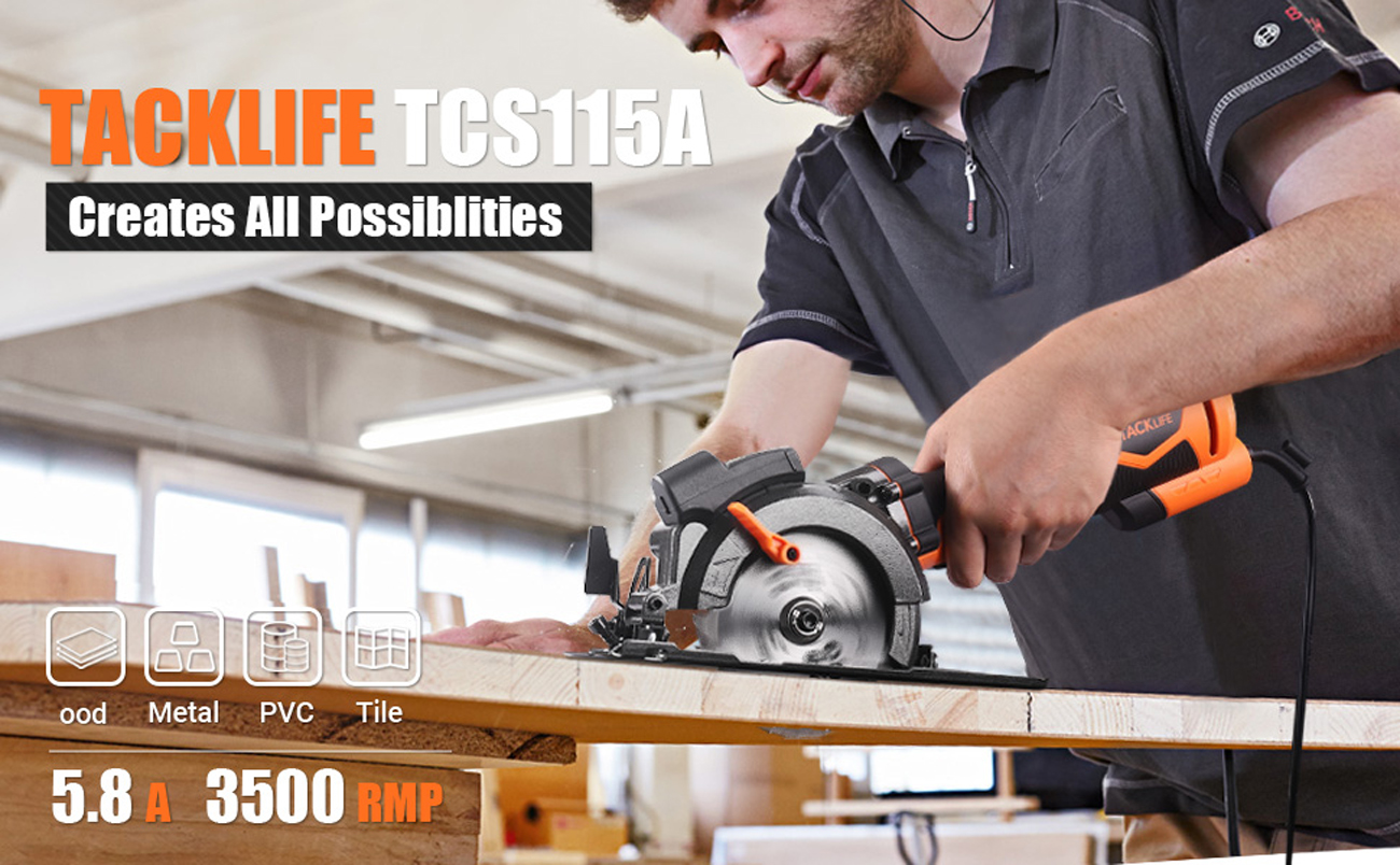 TACKLIFE Circular Saw With Metal Handle